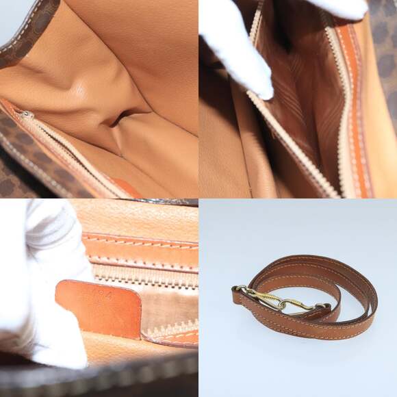 CELINE Macadam Canvas Hand Bag Pvc Leather Brown Gold - Picture 12 of 12